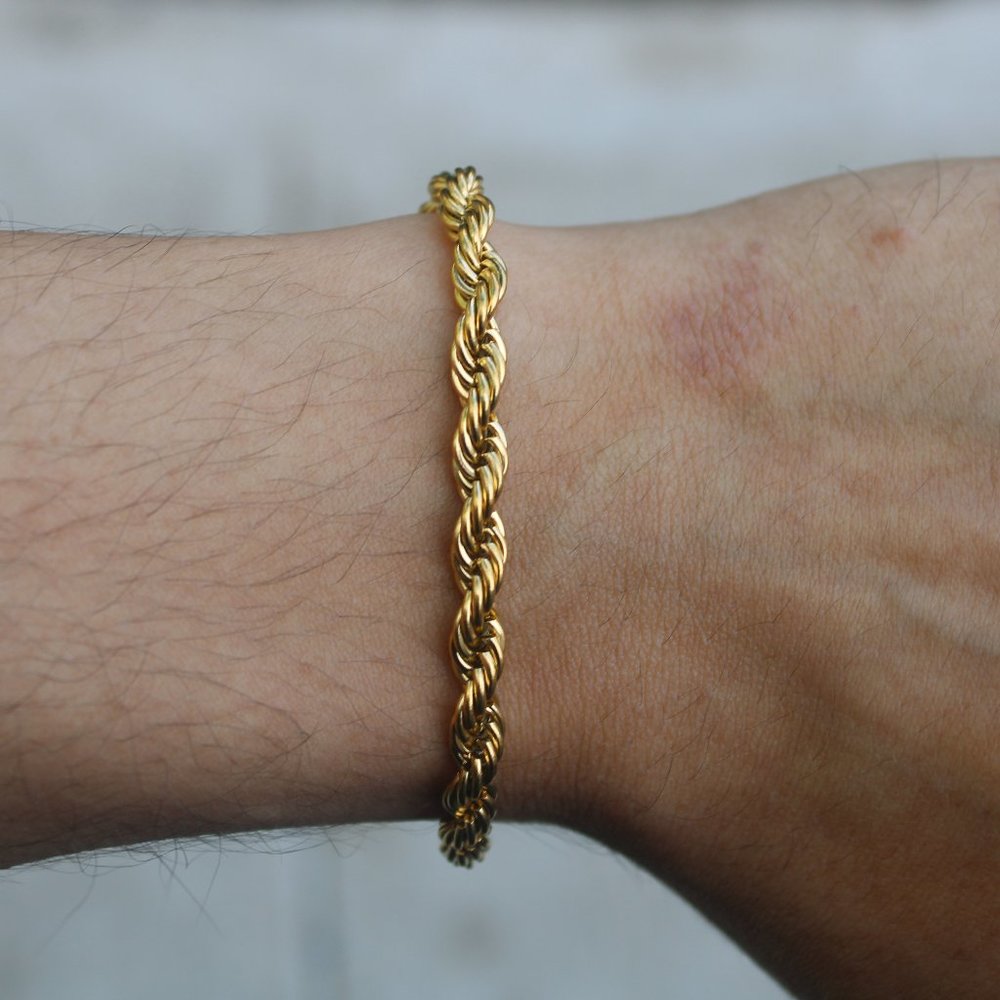 Gold 5mm Rope Bracelet 7"/ 8" Stainless Steel